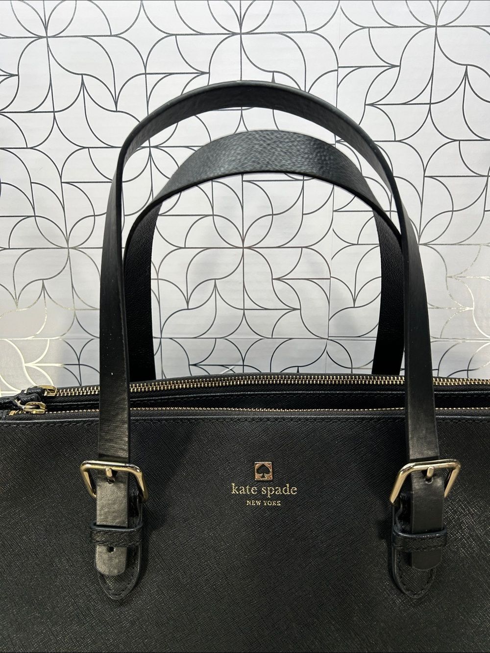 4648 Kate Spade Black Leather Tote Bag 265084648 - Picture 5 of 11